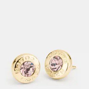 Coach Open Circle Stone Stud Earrings